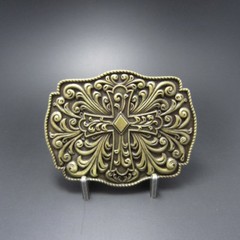 Celtic Cross Flowers Western Bronze Plated Belt Buckle