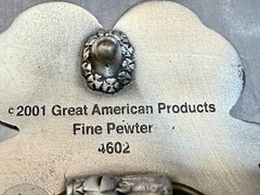 Lucky Four Leaf Clover Fine Pewter 2001 Great American Products Belt Buckle