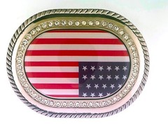 US Flag Belt Buckle American Men Women Happy 4th Gift Western Silver Rodeo Style