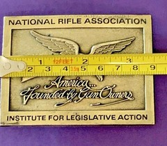 VINTAGE National Rifle Association NRA Brass Belt Buckle Gun Owners Shotgun EUC!