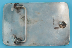 VTG Turquoise Etched Silver & Gold Tone Western Belt Buckle