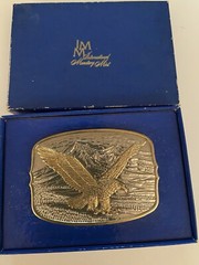International Monetary Mint Silver Plate Flying Eagle Belt Buckle In Box No.2877