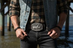 Men Women Dark Silver Metal Belt Buckle Deer Nature Western Biker Bold Fashion