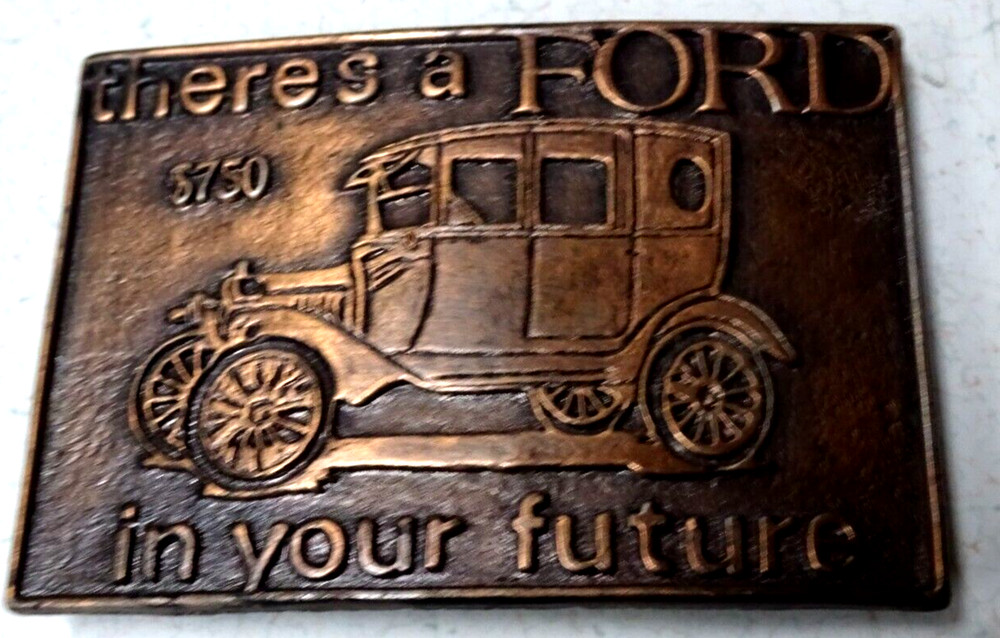 Vintage « Theres a ford in Your Future » Belt Buckle 1980s (3.5 X 2.5)