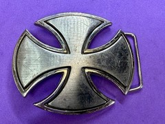 Maltese Iron Cross Religious Gothic Punk Vibe Silver Color Cutout Belt Buckle