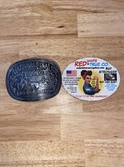 Hesston Rodeo Vintage Belt Buckle 1994 METAL Original Wrap Collector Patina GIFT