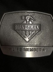 VINTAGE BRASS 1996 HANDYMAN CLUB OF AMERICA LIFE MEMBER NOVELTY BELT BUCKLE
