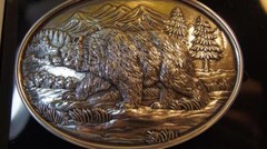 Nocona OVAL ANTIQUE SCROLL Grizzly Bear BUCKLE Belt Buckle 37045