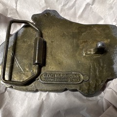 C.D.C. Metalworks Spec-Cast gold mining Belt Buckle for 2” belt 1977