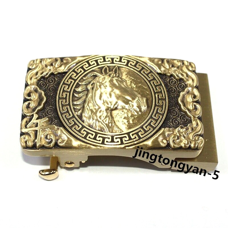Solid Brass « Horse » Belt Buckle Automatic Belt Buckles Fits For 35mm Wide Belt