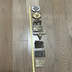 Vintage Lot (8) Belt Buckles Western Longhorn Gun Cowboy Brass Native Horse USA