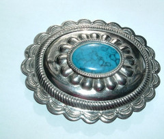Turquoise Stone Silver Western Southwest Unisex Belt Buckle