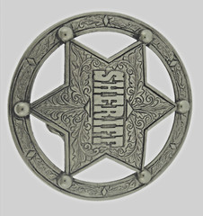Sheriff Badges Belt Buckles Mens Western Peace Police Officer Brushed Gray Metal