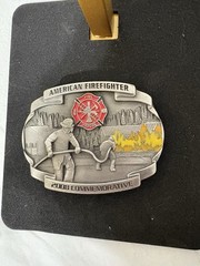 American Fire Fighter Belt Buckle SiskiYou 2008 Made in USA, Pewter #717/10,000
