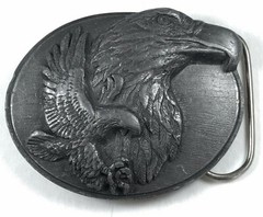 Vintage 90s Eagle Western Cowboy Belt Buckle Siskiyou Pewter 1990 USA
