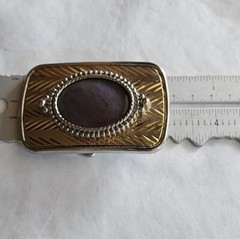 80&rsquo;s Silver Gold Tone Stone Belt Buckle Statement Men&rsquo;s Accessories Collectable