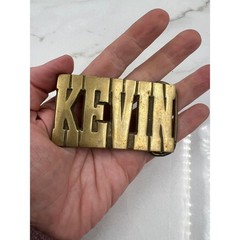 Vintage Western Brass Kevin Name Belt Buckle Solid Brass Personalized Gold Tone