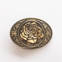 Vintage Bronze Plated Rose Western Oval Belt Buckle also Stock in the US