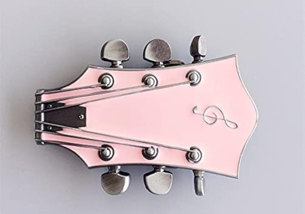 Pink Enamel Guitar Head Belt Buckle Musician Western other Colors Available
