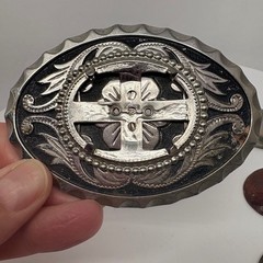 Western Interchangeable Stone Belt Buckle Silver Tone Agate Jasper 3.5in