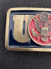 Belt Buckle WWII Eagle Crest Emblem Limited Edition American Blue & Red enamel