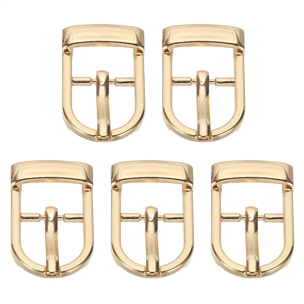 5 Pcs 0.5 Inch Adjustable Single Prong Buckle Belt Buckle, Gold Tone