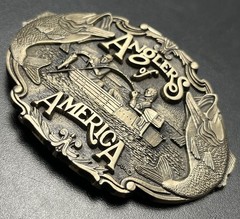 Vintage Anglers Of America First Edition Solid Brass Fishing Belt Buckle