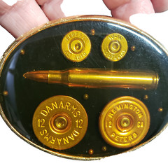 Von West Inlaid Shell Casing Ends Gun Firearm Belt Buckle 1980s Gift