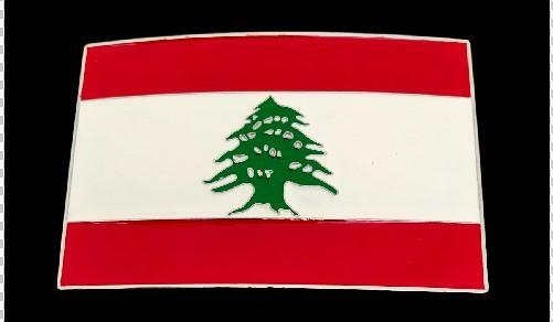 LEBANON LEBANESE NATIONAL FLAG MIDDLE EAST COUNTRY LIBAN BIG BELT BUCKLE