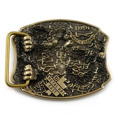 Semargl solid brass belt buckle, handmade Mythical winged lion Simargl buckle