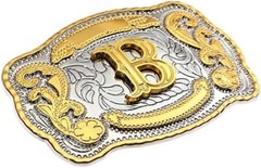 INITIAL (B) BELT BUCKLE LETTER COWBOY WESTERN RODEO TEXAS STAR Hebillas Vaqueras