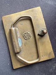 BERGAMOT BRASS WORKS CHILD HOLDING FLOWERS METAL BELT BUCKLE