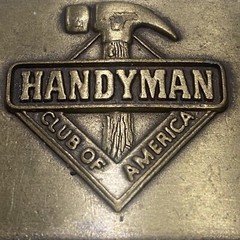 Vtg 90&rsquo;s 1996 Handyman Club Of America Life Member Hammer Logo Belt Buckle Brass