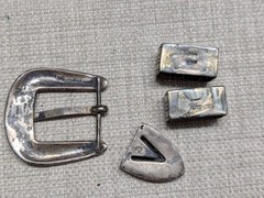 vintage 4PC belt buckle set STERLING SILVER handcrafted RANGER western NAVAJO