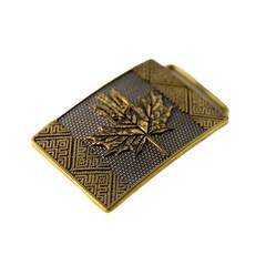 Brass belt buckle Maple leaf, Handmade Ukrainian trident and Canadian Maple leaf