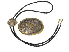 Masonic Freemasons Past Master Belt Buckle and Bolo Set