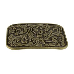 Western Cowboy Belt Buckle Carved Floral Ornate Design Antique Bronze 3 1/2 inch