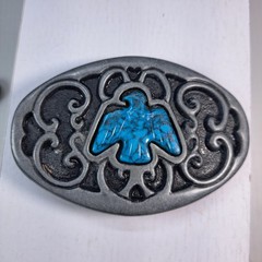 Vintage Native American Style Turquoise Thunderbird Belt Buckle Western Ornate