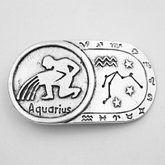 Gemini Zodiac Belt Buckle Antique Silver Rectangle Astrology Style