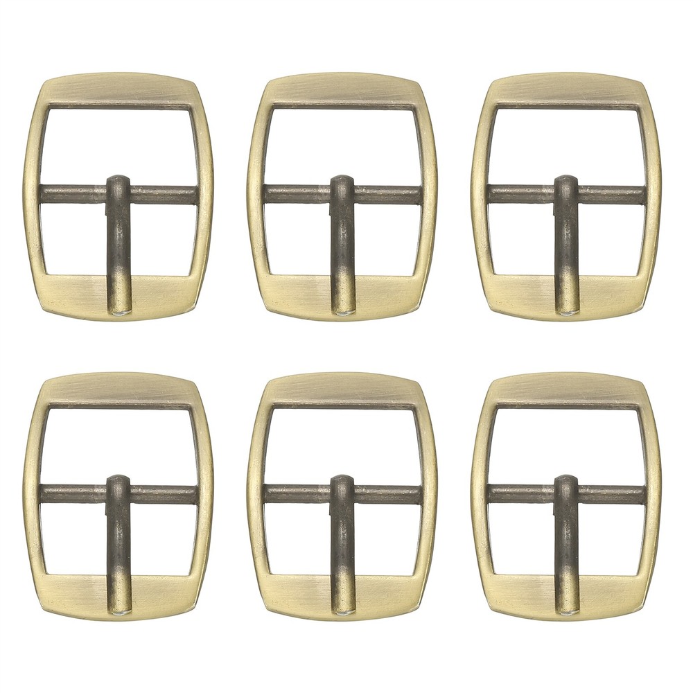 6 Pcs 0.8 Inch Single Prong Buckles Square Center Bar Buckles, Bronze