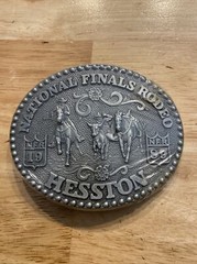 Hesston Vintage Rodeo Belt Buckle 1989 METAL Original Wrap National Finals NFR