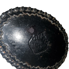 Black Leather Oval Belt Buckle Embossed Flaming Skull Goth Rockabilly Rock Punk