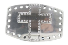 Men Women Silver Metal Rocker Gothic Fashion Buckle Cross Ranch Rodeo Outdoor