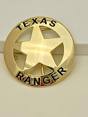 Texas Ranger 2 piece set, belt buckle and bolo (Gold)