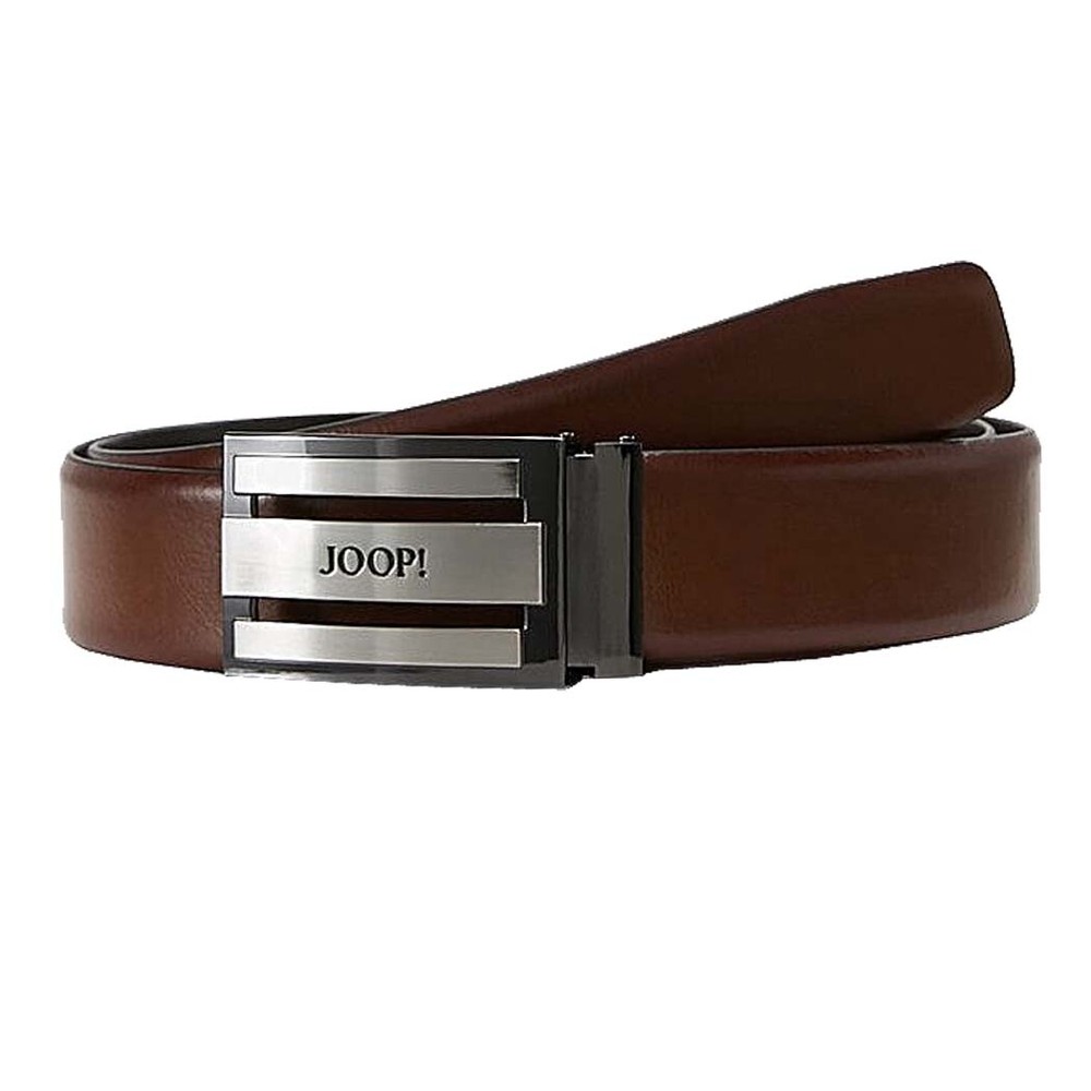 JOOP belt 100% cowhide leather black dark brown logo buckle New