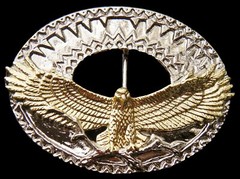 Golden Eagle With Wings Spread Western Chrome Belt Buckle