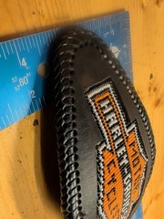 Vintage Leather Beaded Harley Belt Buckle Leather Back 1970s Possibly 1 Of 1