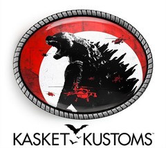 Godzilla Monster Belt Buckle – Japanese Monster Belt Buckle, Silver or Gold Oval