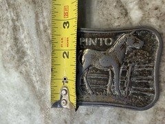 Vintage Pinto Belt Buckle James Lind 1975 Wyoming Studio Art Works Cowboy Heavy