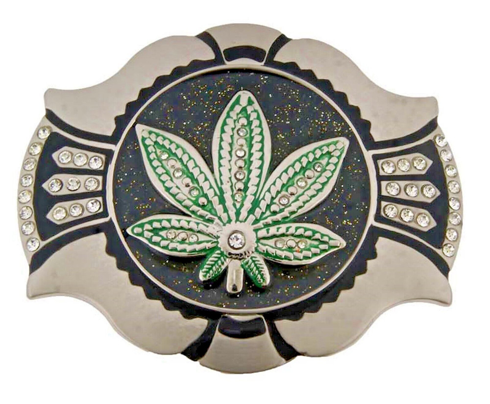 Reggae Rasta Belt Buckle New Men Women Silver Metal Fashion Green Leaves Style